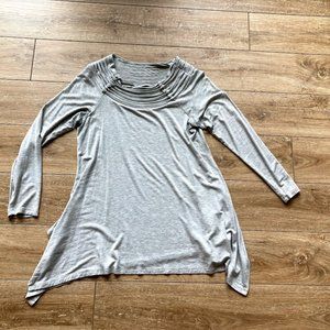 Gray Tunic with Braided Neckline Small